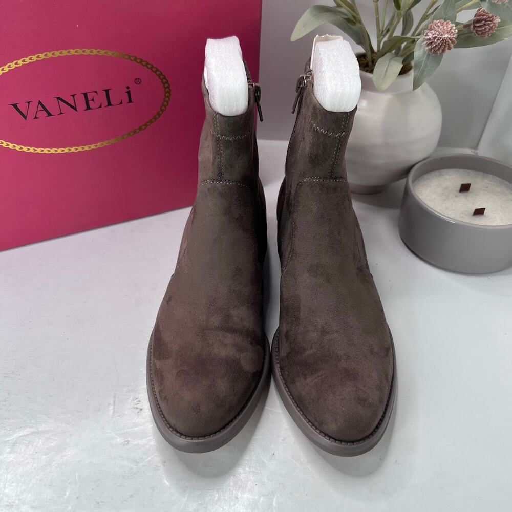 Vaneli Henson Super Suede Stretch Chunky Heel Boot Taupe Women's US 7.5N - Picture 5 of 11